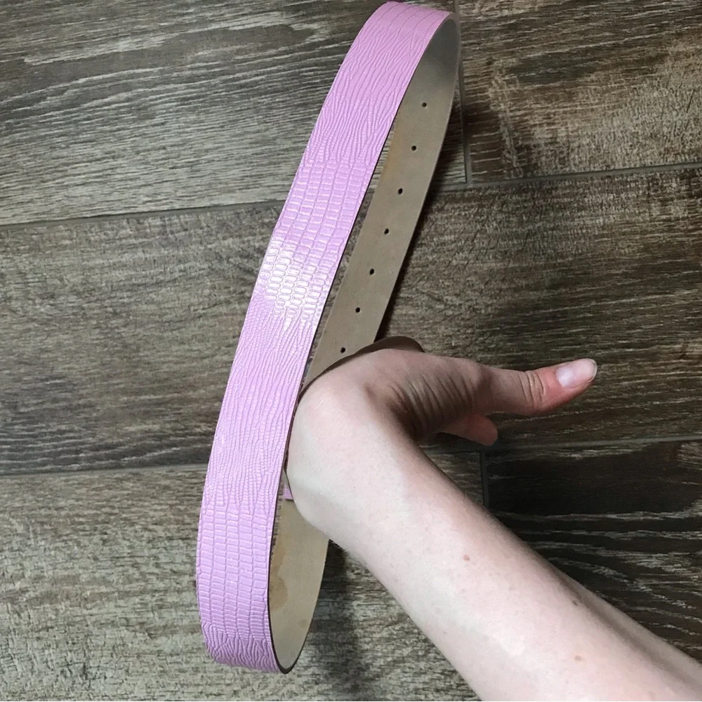 Pink faux alligator belt